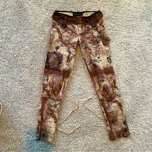 Rare Lip Service brown pirate map pants with lace up detail